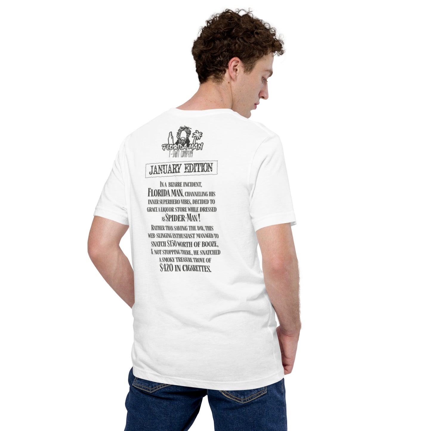 January Florida Man T-Shirt "Spidey" - White